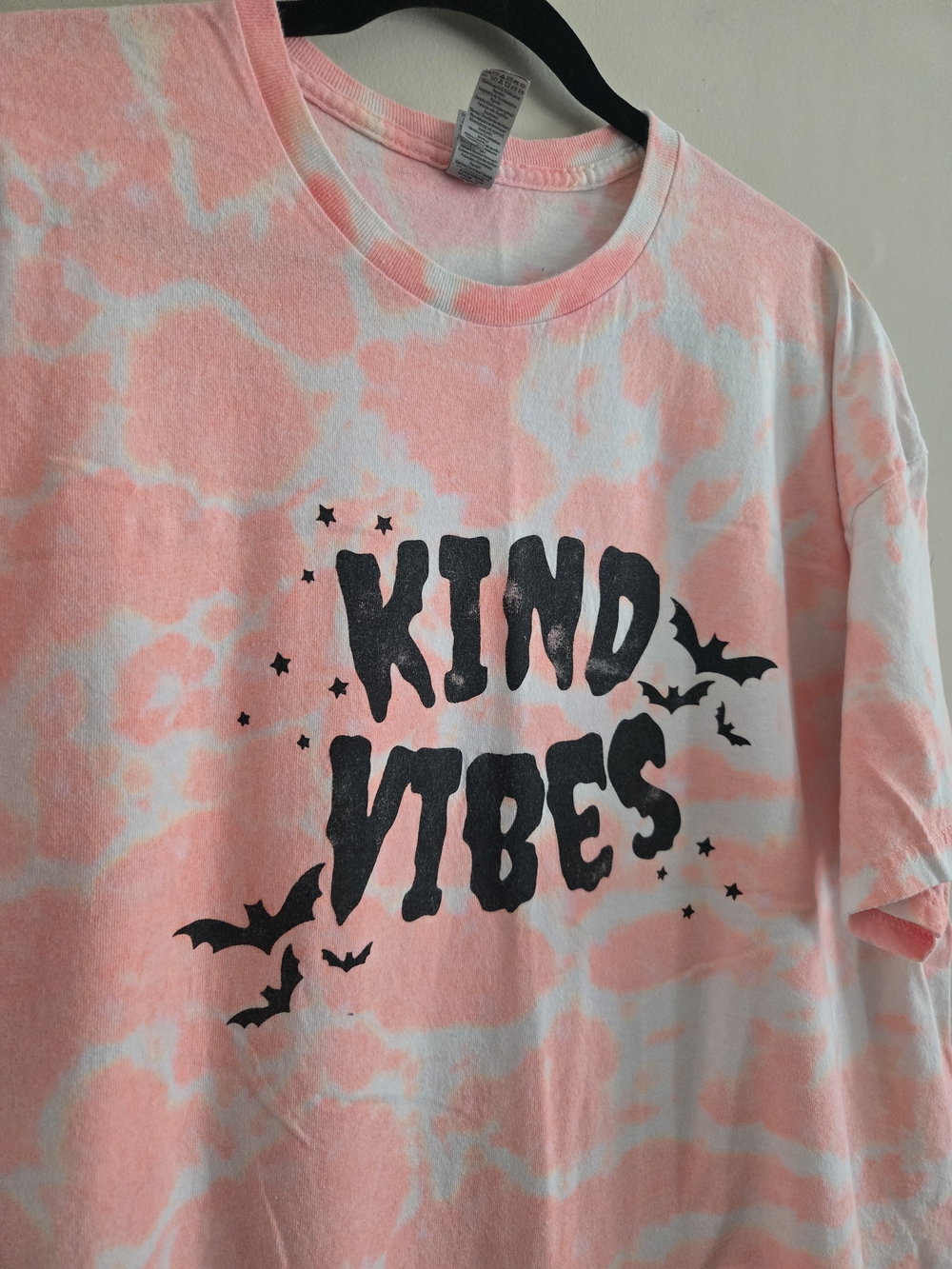 Oversized Pink Tie-Dye "Kind Vibes" Graphic Tee